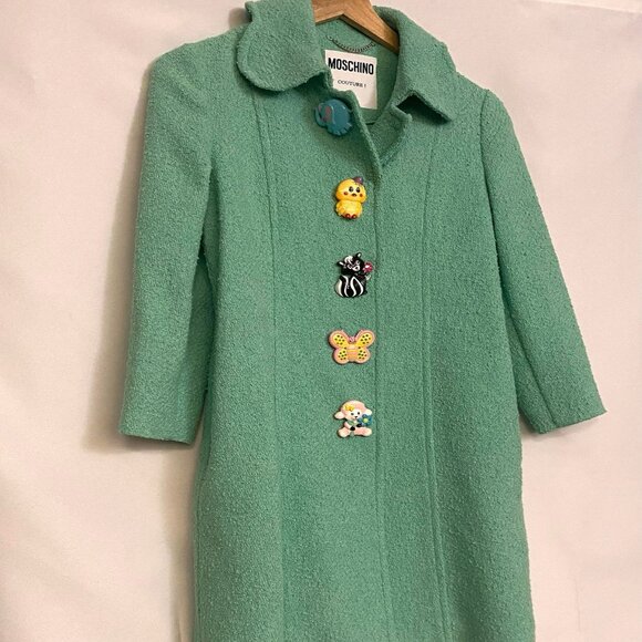 SOLD!SS22 MOSCHINO Couture Jeremy Scott Child's Turquoise Animals Buttons Jacket - Picture 8 of 8